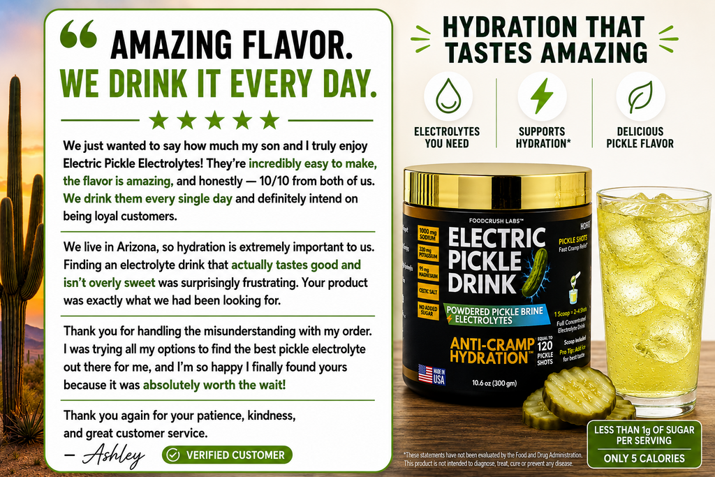 Electric Pickle Drink Powder-Makes 64 oz of Dill Pickle Brine w/Electrolytes-Anti-Cramp Hydration w/Celtic Salt-Alternative to sugary sports drinks & juice